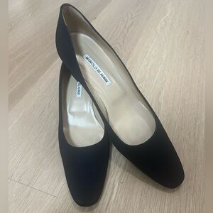 Manolo Blahnik Classic Black Textile Heels